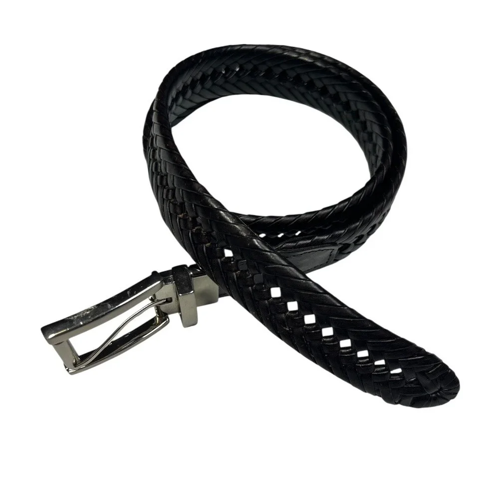 Jos A Bank Reversible‎ Black Brown Braided Leather Belt Size 32 Genuine Leather